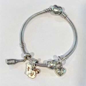 Disney/best friend themed Pandora Bracelet with 4 charms
